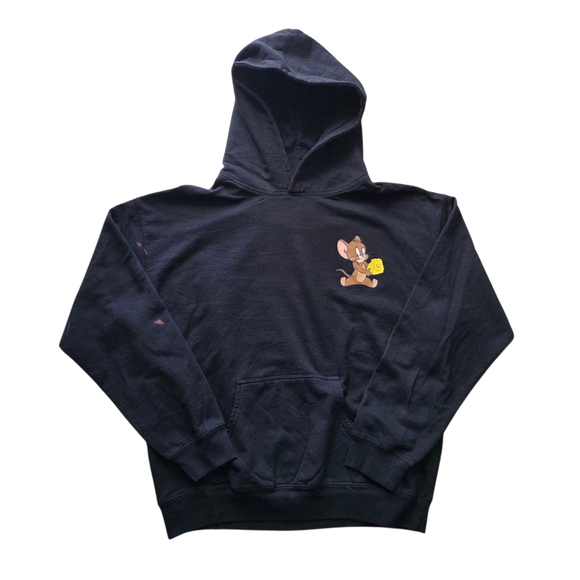 Tom And Jerry Mens Graphic Black  Distressed Pullover Hoodie - Picture 2 of 8